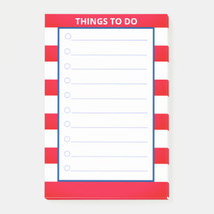Red & White Striped Things To Do Post-it Notes