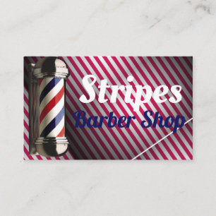 Red & White Stripes and Blue Too on Barber Shop Business Card