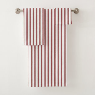 Red White Stripes  Bath Towel Set