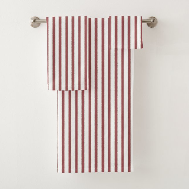 Red White Stripes  Bath Towel Set (Insitu)