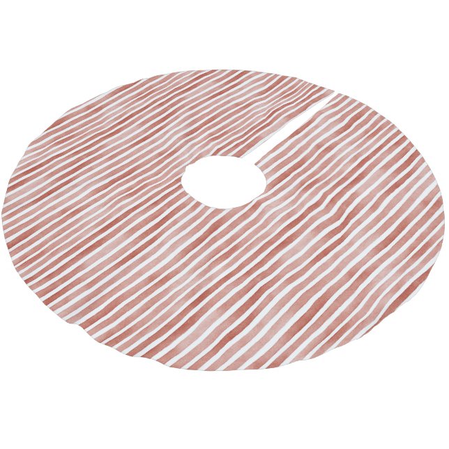 Red White Stripes Christmas Brushed Polyester Tree Skirt (Angled)