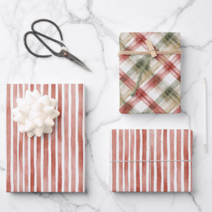Red White Stripes Christmas Wrapping Paper Sheet