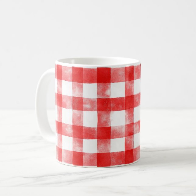 Red White Stripes Coffee Mug (Front Left)