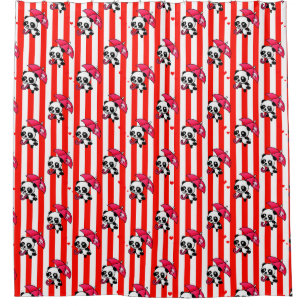 Red White Stripes Cute Shower Curtain