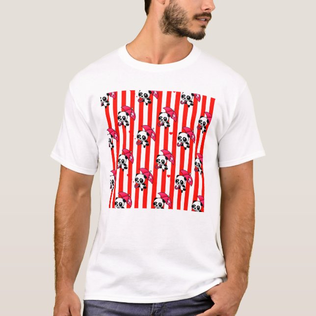 Red White Stripes Cute T-Shirt (Front)