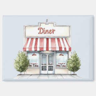 Red White Stripes Diner Magnet