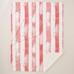 Red White Stripes Dots Christmas Sherpa Blanket