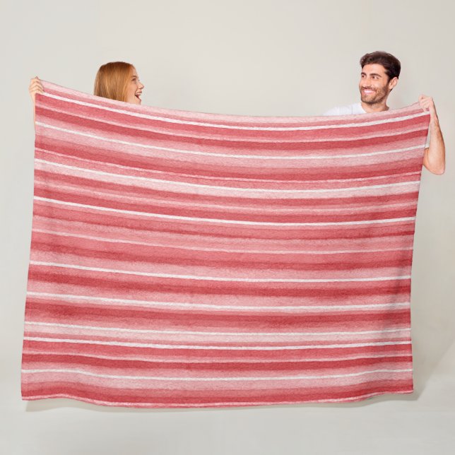 Red White Stripes  Fleece Blanket (In Situ)