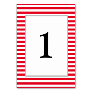 Red/White Stripes Framed Table Number