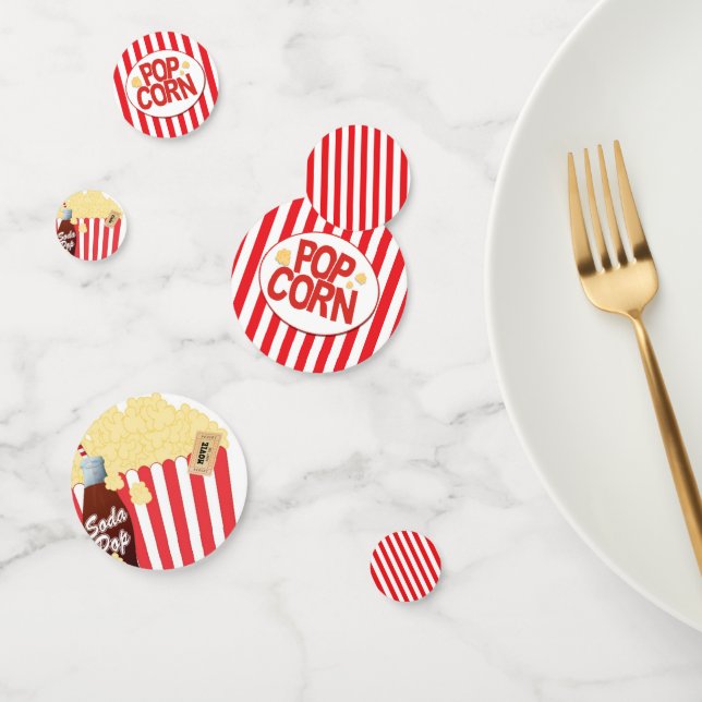 Red & White Stripes Fun Popcorn Birthday Party Confetti (Group)