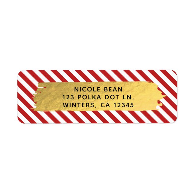 Red & White Stripes Gold Foil Holiday Festive (Front)