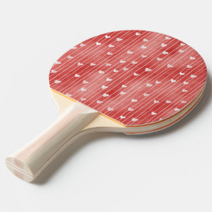 Red White Stripes Hearts Valentine's Day Ping Pong Paddle
