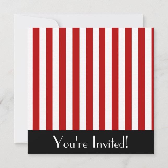 Red & White Stripes Invitation (Front)