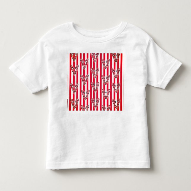 Red White Stripes Lollipops Hearts Toddler T-Shirt (Front)