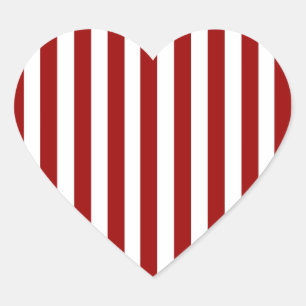 Red White Stripes Pattern Heart Sticker