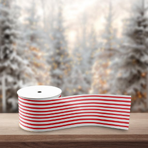 Red White Stripes Retro Minimalist Christmas Grosgrain Ribbon