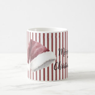 Red White Stripes Santa Hat Christmas Coffee Mug