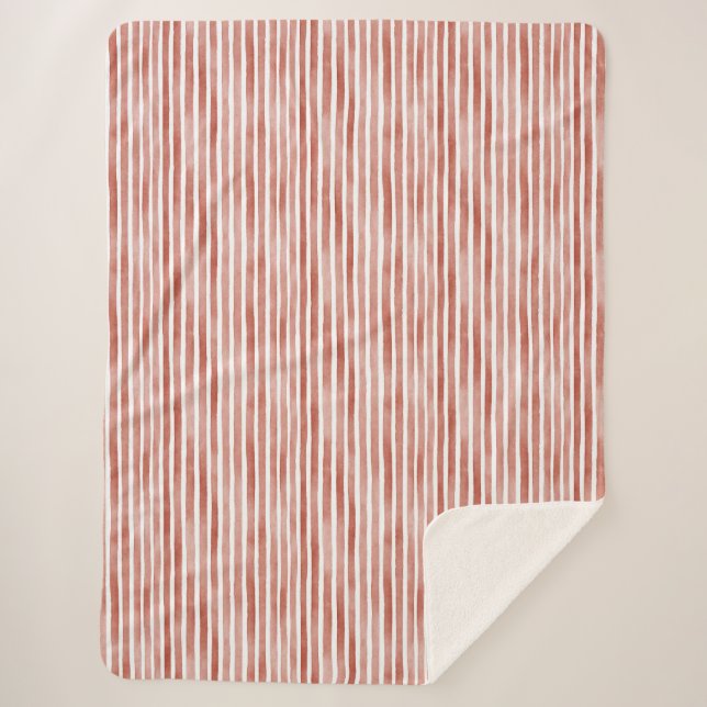 Red White Stripes   Sherpa Blanket (Front)