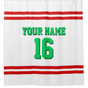 Red White Stripes Sports Jersey Shower Curtain