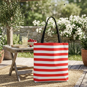 Red white stripes vintage retro tote bag