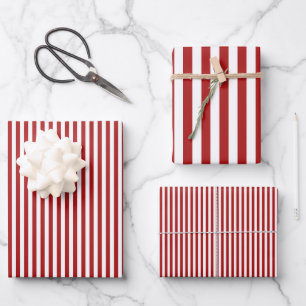 Red & White Stripes Wrapping Paper Sheet