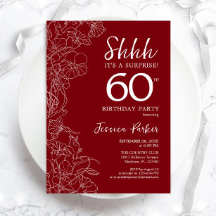 Red White Surprise 60th Birthday Invitation