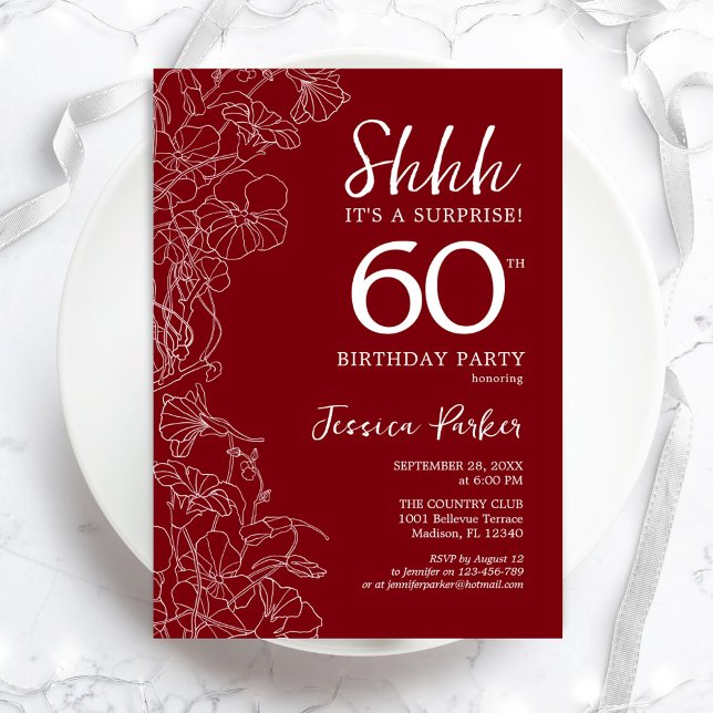 Red White Surprise 60th Birthday Invitation (Creator Uploaded)