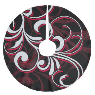 Red & White Swirls Brushed Polyester Tree Skirt