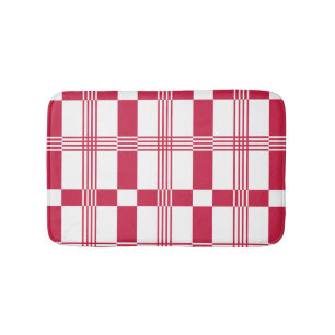 Red White Tartan Check Plaid  Bath Mat