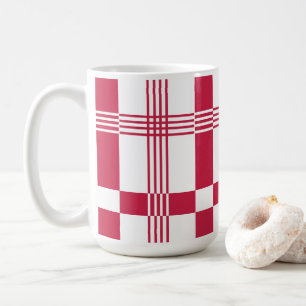 Red White Tartan Check Plaid Coffee Mug