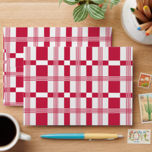 Red White Tartan Check Plaid Stripes Envelope