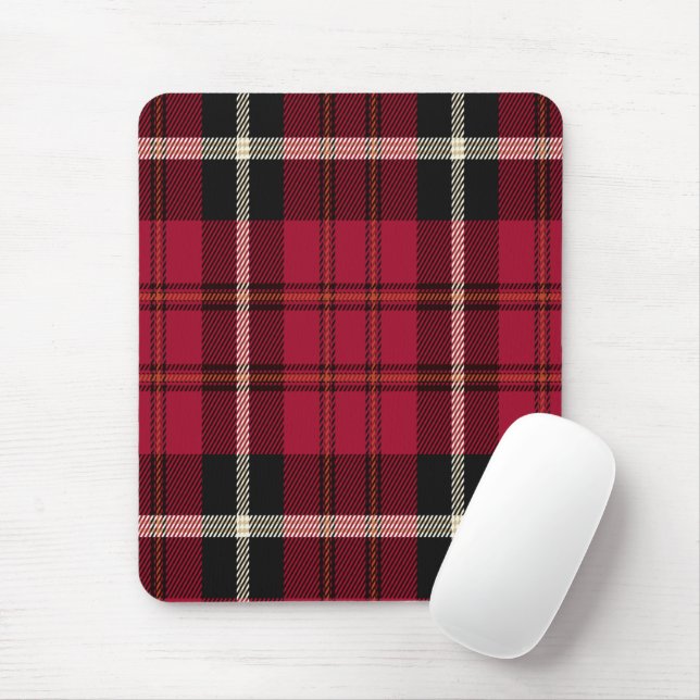 Red & White Tartan Mouse Pad (With Mouse)