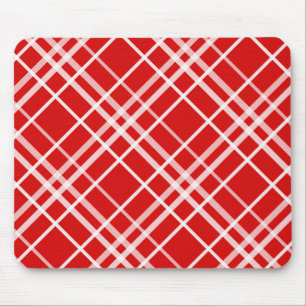 Red White Tartan Plaid Pattern Design  Mouse Pad