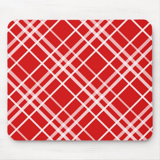 Red White Tartan Plaid Pattern Design  Mouse Pad (Front)