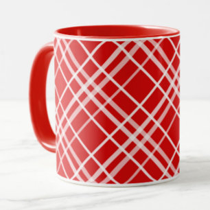 Red White Tartan Plaid Pattern Design Mug