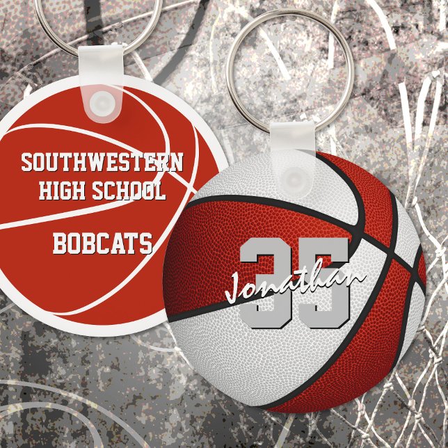 red white team colours basketball party favours key ring (Creator Uploaded)