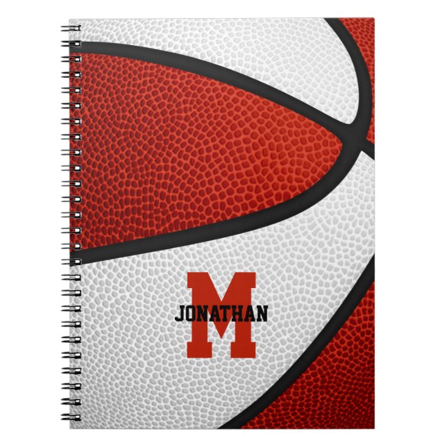 red white team colours girls boys basketball notebook (Front)