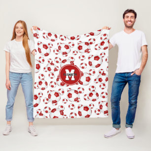 red white team colours girls boys soccer balls fleece blanket