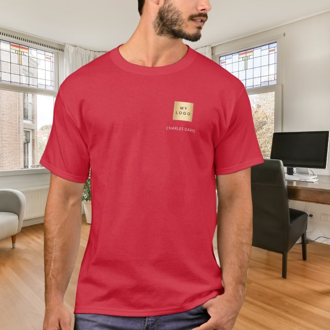 Red white team name logo business T-Shirt (Creator Uploaded)