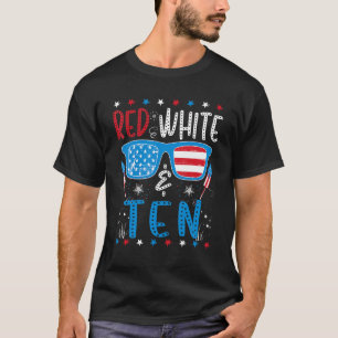 Red White & Ten  10th Birthday 4th Of July Boys Gi T-Shirt