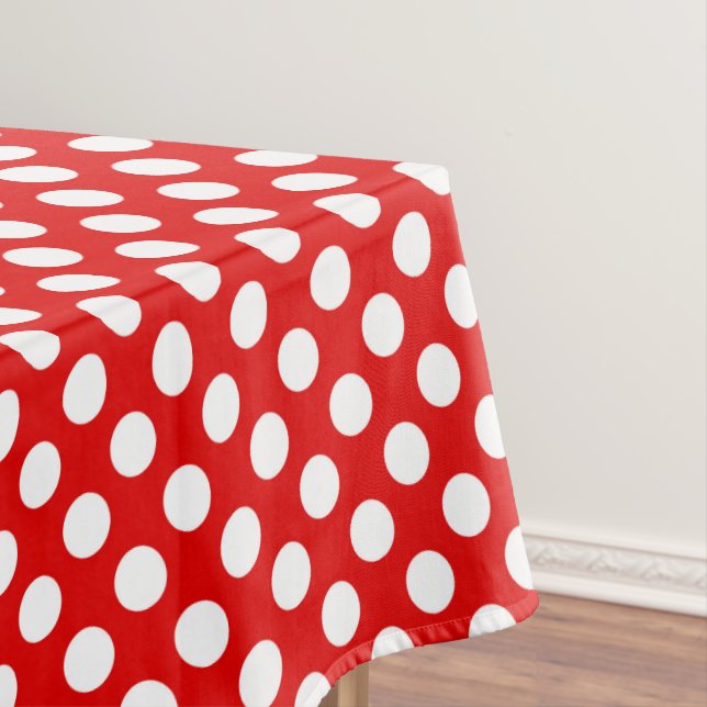 red white tiled pattern polka dot  tablecloth (In Situ)