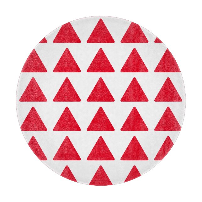 Red White Triangle Pattern Modern Artwork Cutting Board (Front)