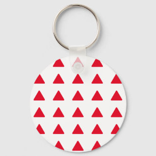 Red White Triangle Pattern Modern Artwork Key Ring