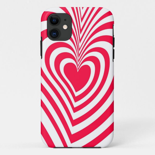 Red White Trippy Hypnotic Heart Love Pattern Case-Mate iPhone Case (Back)