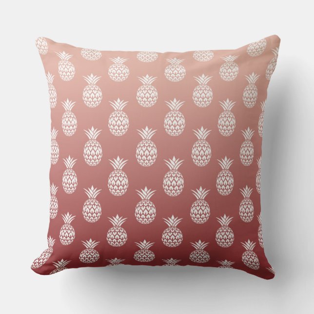 Red White Tropical Pineapples Cushion (Front)