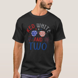 Red White Two 2nd Birthday 4th Of July Firework Ki T-Shirt