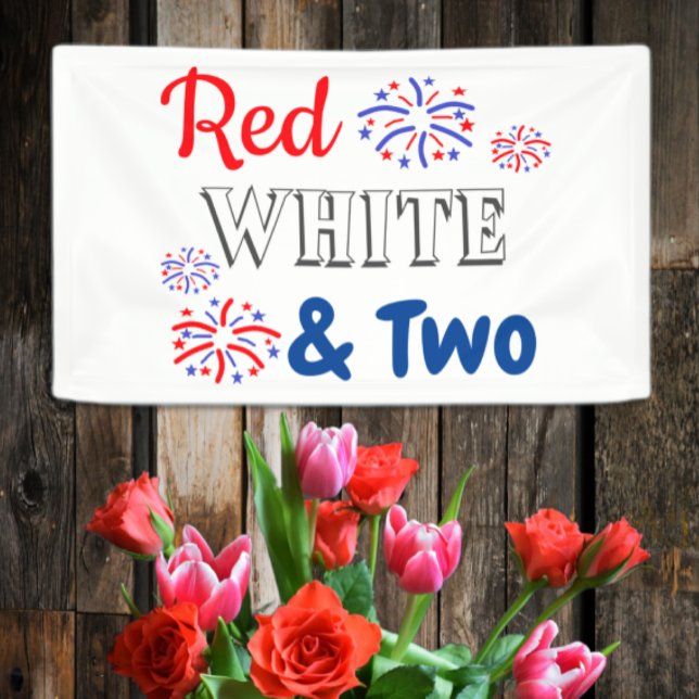 Red White & Two 2nd Birthday Banner (Creator Uploaded)