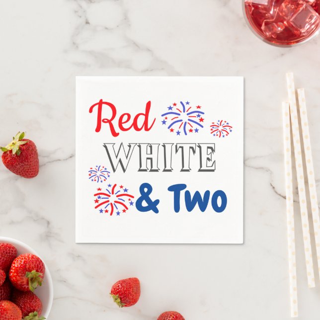 Red White & Two 2nd Birthday Napkin (Insitu)