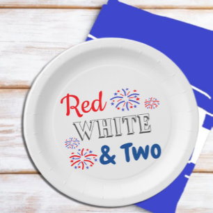 Red White & Two 2nd Birthday Paper Plate