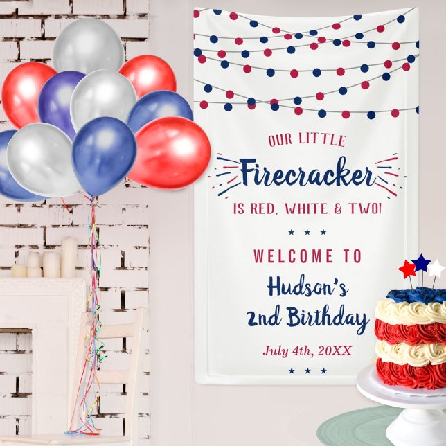 Red, White & Two! 4th Of July 2nd Birthday Banner (Creator Uploaded)